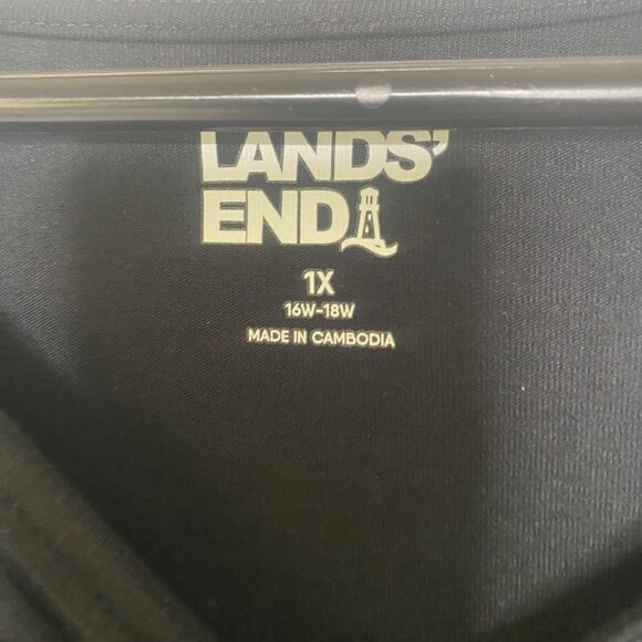 NWT Lands End Top Womens Size 1X Black Long Sleeve V-Neck Lightweight Stretch Fa - Picture 2 of 14